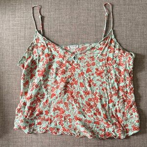 Free People Mint Green & Coral Floral Lace-Trim Cami